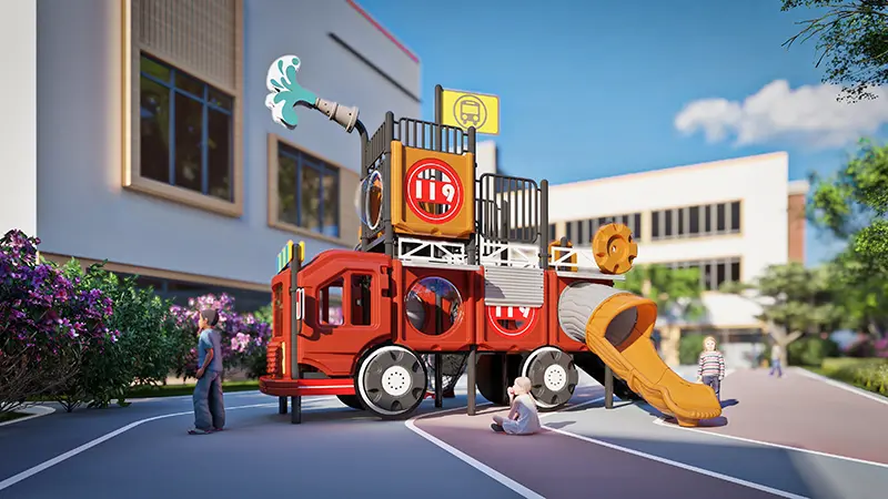 Bus Theme Playground Equipment Slide Combination