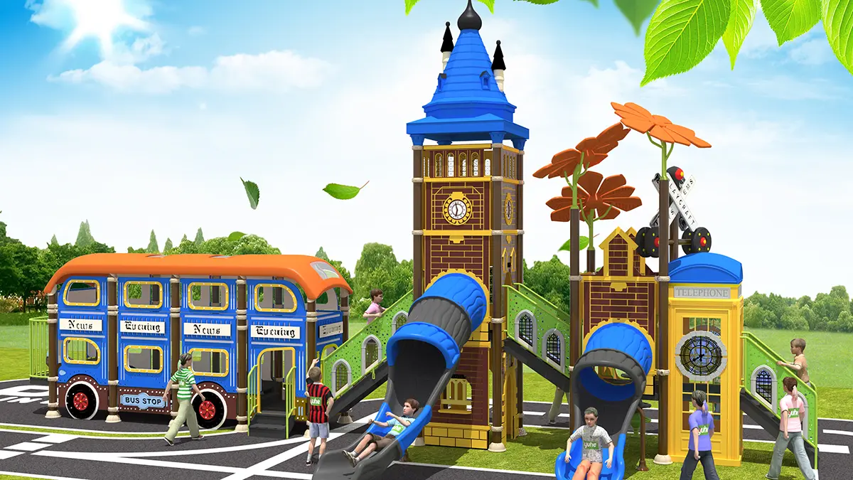 Large elevated outdoor amusement park slide